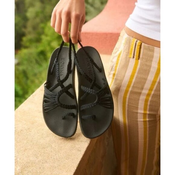 Bokyna Elevate Arch Support Comfort Sandals Black EU 40/US 9 NWOT Braided Strap - Picture 3 of 9